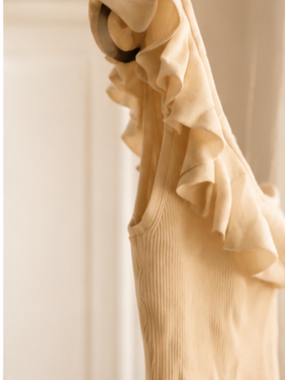 Zimmermann One-Shoulder Ruffle Ribbed Tank Top - Cream - Picture 6 of 10